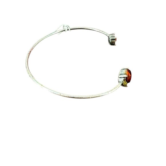 J. Jill Bracelet Silver Tone Open Thin Bangle Cuff Red Double Stones Minimalist - Picture 8 of 13
